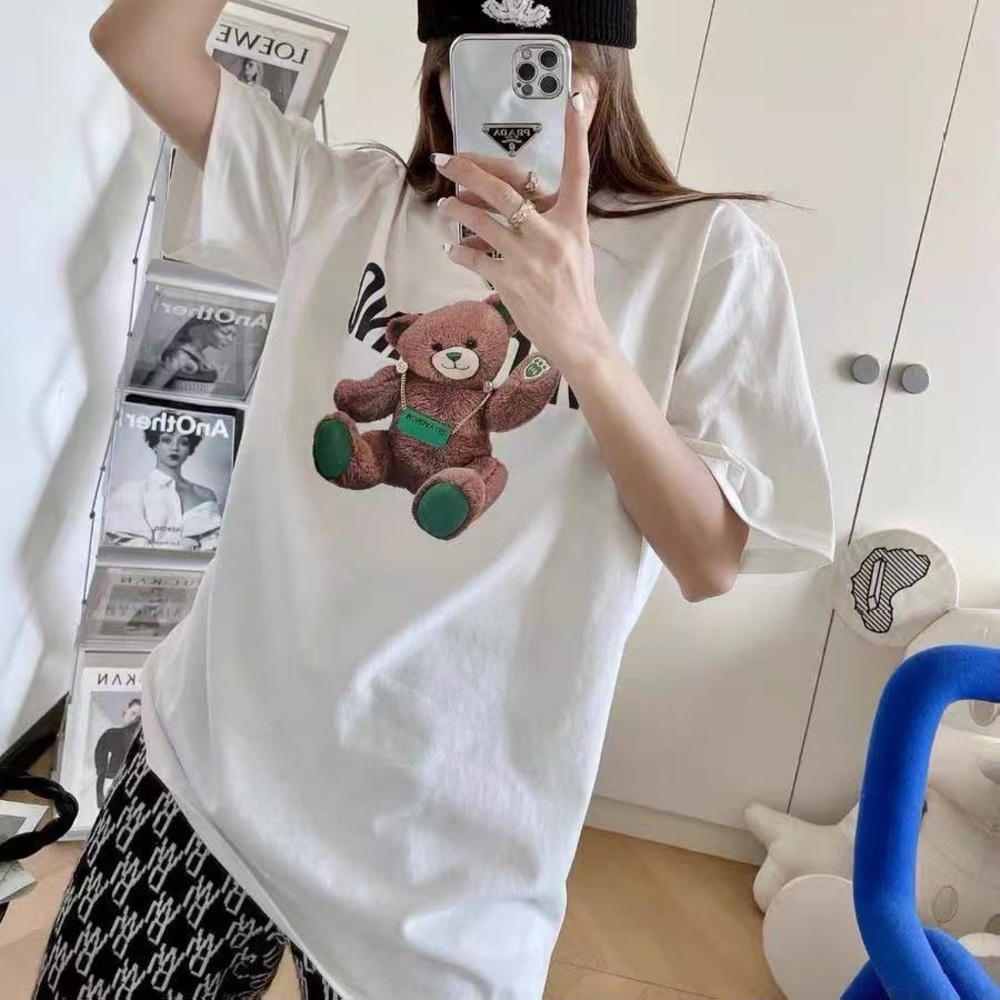 NWT Moschino Teddy Bear Graphic Short Sleeve Tee White Crew Neck T-shirt